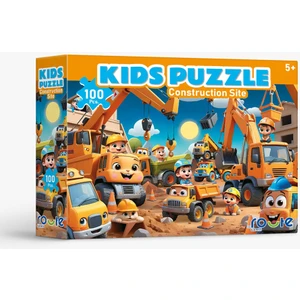 100 Parça Construction Site Çocuk Puzzle 34 x 48 cm