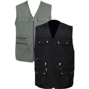 Erkek Yazlık Kumaş Avcı Yelek Çok Cepli Ikili Baba Büyük Beden Rahat