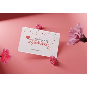 Butik Sosyetik Teşekkür Kartı Siparişin Için Teşekkürler Yazılı 5X8CM 100 Adet