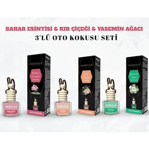Araç Kokusu Oto Parfümü 3'lü Set - Bahar Esintisi, Kır Çiçeği, Yasemin Ağacı -8 ml