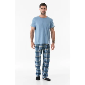 Ekose Desenli Düğmeli Pijama Takımı