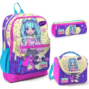 Coral High Desenli Okul Çantası Beslenme Kalemlik 3lü Set 23735