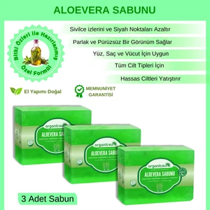 Doğal Aloe Vera Sabunu 140 gr x 3 Adet Tüm Cilt Tipleri Için Yatıştırıcı ve Canlandırıcı Etkili