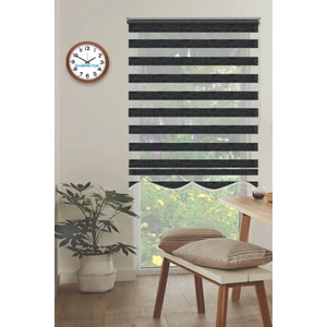 Soft Bamboo Siyah Gri Kırçıllı Zebra Perde ( Etek Boncuklu )