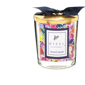 Çiçek Desenli Yasemin Sandal Kokulu Vegan Mum (140 gr)