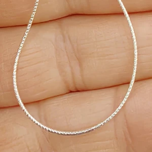 Unisex Kalemli (Simli Parlak) Zincir Kolye 52 cm 925 Ayar Gümü
