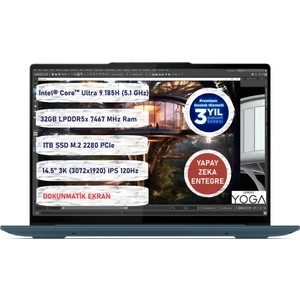 Yoga Pro 7 14IMH9 Intel® Core™ Ultra 9 185H 32GB 1tb SSD 14,5" Freedos 83E2002QTR Dokunmatik Bilgisayar