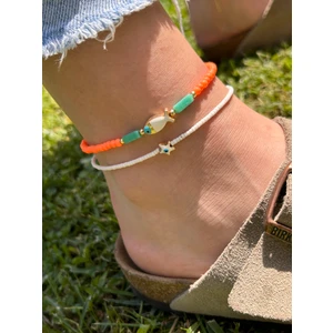 Neon Beyaz Balık Kadın Boncuk Halhal