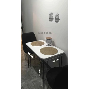 Wood Idea 50X85 cm Firkete Ayaklı Beyaz Mutfak Masası,yemek Masası,balkon Masası