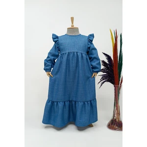 Betül Akbay Kız Çocuk Tesettür Elbise Asude Model Mavi