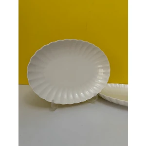 Kütahya Porselen Midye Model Bone Luz Form 24 cm Kayık Tabak 2 Li