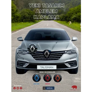 Tear Now Renault Talisman (2015-2024) Yeni Tasarım Amblem Kaplama Sticker - Piano Black, Siyah & Gri