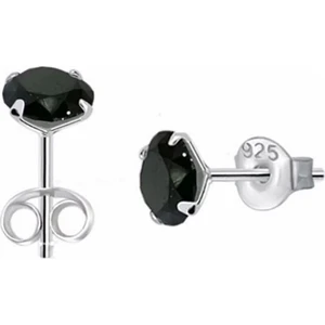Adal Silver Gümüş Siyah Tek Taş Küpe Küpe (5mm)