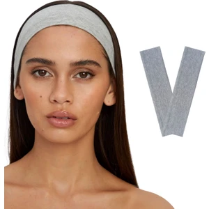 Salvia Dione 2'li Spor Saç Bantları - Elastik Kaymaz İnce Saç Ter Kafa Bandı Bandana, Kadın & Erkek Koşu Fitness Yoga Pilates Makyaj Yüz Yıkama Atletik Egzersiz Saç Bandı Gri Melanj