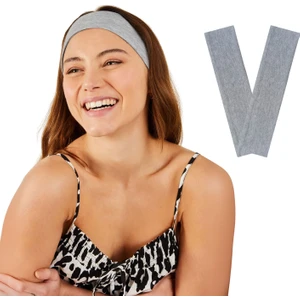 Salvia Dione 2'li Pamuklu Esnek Yoga Bandana Koşu Bandı Saç Bantları Gym Pilates Saç Bandı - Makyaj Yüz Yıkama Saç Aksesuarları - Sporcu Saç Bandı Seti Gri Melanj