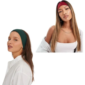 Salvia Dione 2'li Saç Bandı Seti - Kombin Esnek Kaymaz Günlük Moda Kadın ve Erkek Yoga Pilates Tenis Koşu Trekking Squat Fitness Spor Saç Bantları - Makyaj Yüz Yıkama Cilt Bakımı 2'li Saç Bandı Seti Koyu Yeşil & Bordo