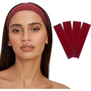 Salvia Dione 4'lü Spor Saç Bantları - Elastik Kaymaz İnce Saç Ter Kafa Bandı Bandana, Kadın & Erkek Koşu Fitness Yoga Pilates Makyaj Yüz Yıkama Atletik Egzersiz 4'lü Saç Bandı Seti Bordo