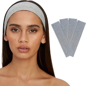 Salvia Dione 4'lü Spor Saç Bantları - Elastik Kaymaz İnce Saç Ter Kafa Bandı Bandana, Kadın & Erkek Koşu Fitness Yoga Pilates Makyaj Yüz Yıkama Atletik Egzersiz 4'lü Saç Bandı Seti Gri Melanj