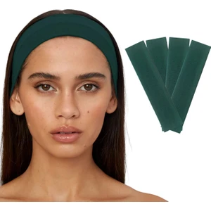 Salvia Dione 4'lü Spor Saç Bantları - Elastik Kaymaz İnce Saç Ter Kafa Bandı Bandana, Kadın & Erkek Koşu Fitness Yoga Pilates Makyaj Yüz Yıkama Atletik Egzersiz 4'lü Saç Bandı Seti Koyu Yeşil