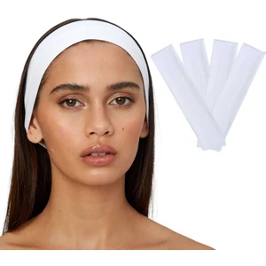 Salvia Dione 4'lü Spor Saç Bantları - Elastik Kaymaz Ince Saç Ter Kafa Bandı Bandana, Kadın & Erkek Koşu Fitness Yoga Pilates Makyaj Yüz Yıkama Atletik Egzersiz 4'lü Saç Bandı Seti Beyaz