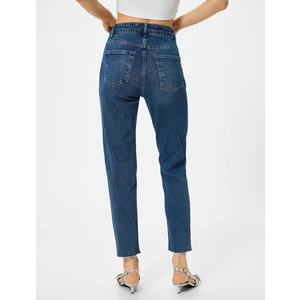 Yüksek Bel Kot Pantolon Rahat Kesim Hafif Dar Paça - Mom Slim Jeans