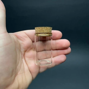 20ML Mantar Tıpalı Cam Şişe - 20 cc Geniş Ağızlı Mantar Tıpalı Cam Şişe 30X50 mm x 10 Adet