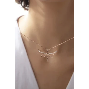 Gümüş Vadisi Kadın Orjinal 925 Ayar Gümüş Zirkon Taşlı Yusufçuk Kelebek Model Kolye