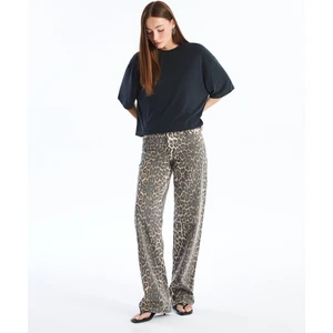 Rho - Leopar Desenli Denim Pantolon