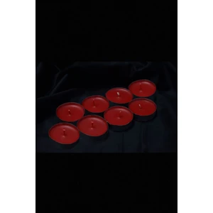 ARBUQ Concept Küçük Standart Tealight Mum 8'li Kokusuz Kırmızı Renkli-%100 Doğal Soya Wax