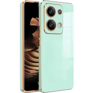 Xiaomi Redmi Note 13 Pro 4g Uyumlu Silikon Kılıf 3D Kamera Korumalı Arkası Renkli Kenarları Parlak Dore Tasarım Kapak
