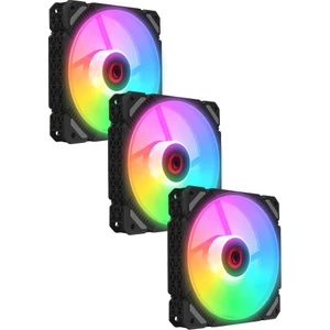 Cross F20 38CFM 1200RPM 12CM Rainbow 3p+4p Molex Soketli Siyah 3 Lü Set Kasa Fanı Set