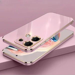 Xiaomi Redmi Note 13 Pro 5g Silikon Kılıf Kamera Korumalı Arkası Renkli Kenarları Parlak Dore Tasarım Kapak