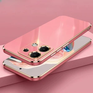 Xiaomi Redmi Note 13 5g Silikon Kılıf Kamera Korumalı Arkası Renkli Kenarları Parlak Dore Tasarım Kapak