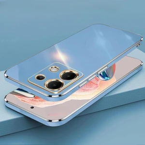 Xiaomi Redmi Note 13 4g Silikon Kılıf Kamera Korumalı Arkası Renkli Kenarları Parlak Dore Tasarım Kapak