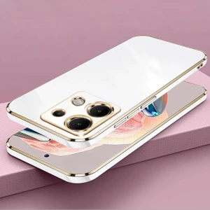 Xiaomi Redmi Note 13 Pro 5g Silikon Kılıf Kamera Korumalı Arkası Renkli Kenarları Parlak Dore Tasarım Kapak