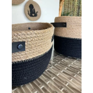 Double Knot Design 2li Jüt Oval Hasır Sepet Takımı Çok Amaçlı Düzenleyici Sepet Organizer /