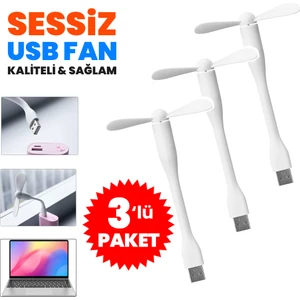 Güncel Çarşı 3 Adet Taşınabilir Esnek Sessiz USB Mini Fan Pervane, Küçük Vantilatör, Serinletici, El Fanı