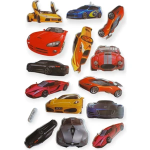 Kabartmalı Sticker Seti Arabalar