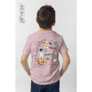 Çocukça Giy Çocukçagiy The Galaxy Astronot Baskılı Erkek Kız Çocuk Pamuklu Bisiklet Yaka Tshirt