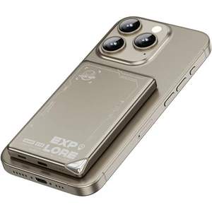 Kablosuz Magsafe Powerbank Wiwu WI-P019 Ultra-Thin Explore Serisi LED Göstergeli 15W 5000MAH Gold