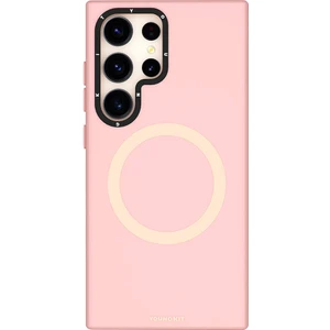Galaxy S24 Ultra Kılıf Magsafe Destekli Çizilmeye ve Aşınmaya Dayanıklı Youngkit Velvet Serisi Pembe