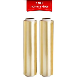 Sarı Gıda Streç 30 cm 150 mt(Net) 8 Mic 2 Adet Dayanıklı Steril Esnek Mutfak, Temizlik, Gıda Ambalajı, Iş Streç