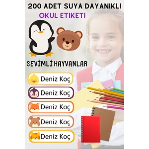 200 Adet Suya Dayanıklı Kişiye Özel Okul Etiket Seti - Kalem Defter Kitap Stickerı