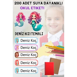 200 Adet Suya Dayanıklı Kişiye Özel Okul Etiket Seti - Kalem Defter Kitap Stickerı