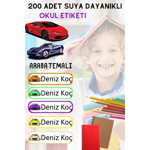 200 Adet Suya Dayanıklı Kişiye Özel Okul Etiket Seti - Kalem Defter Kitap Stickerı