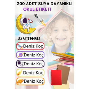 200 Adet Suya Dayanıklı Kişiye Özel Okul Etiket Seti - Kalem Defter Kitap Stickerı