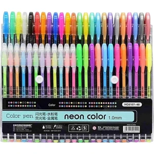 Simli Neon Pastel Metalik Roller Pen 48 Li Set