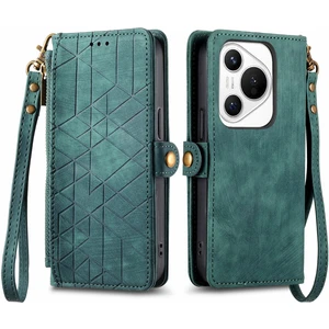 Huawei Pura 70 Için Geometrik Fermuarlı Deri Kılıf (Yurt Dışından)
