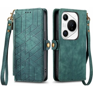 Huawei Pura 70 Pro+ Için Geometrik Fermuarlı Deri Kılıf (Yurt Dışından)