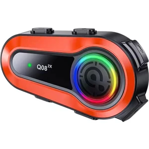 Q08-2X Rgb Işıklı Intercom 2 Kişi Bağlantılı 1000MAH Motosiklet Bluetooth Kulaklık Seti